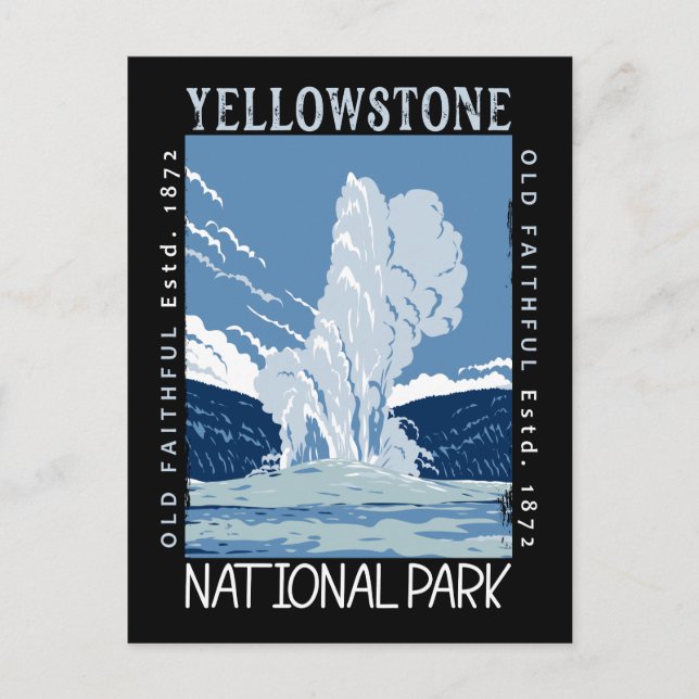 Yellowstone nationalpark Old Faithful Distress Vykort (Framsida)