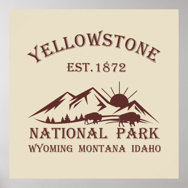 Yellowstone nationalpark poster (Framsidan)