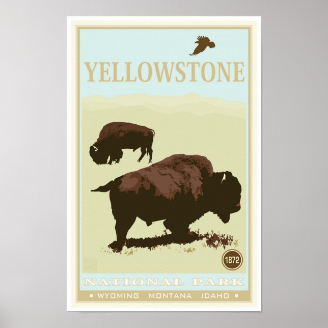 Yellowstone nationalpark poster (Framsidan)