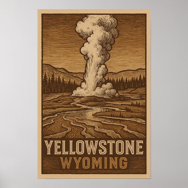 Yellowstone nationalpark Poster - Scenmurskonst (Framsidan)
