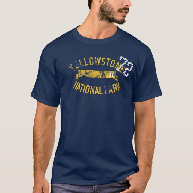 Yellowstone nationalpark Retro Wyoming Tee Shirt (Framsida)