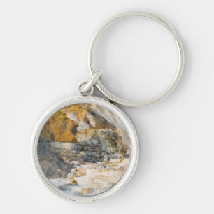 Yellowstone nationalpark rund silverfärgad nyckelring