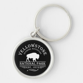 Yellowstone nationalpark rund silverfärgad nyckelring