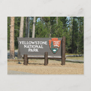 Yellowstone nationalpark, skylt, Wyoming, U. S. Vykort