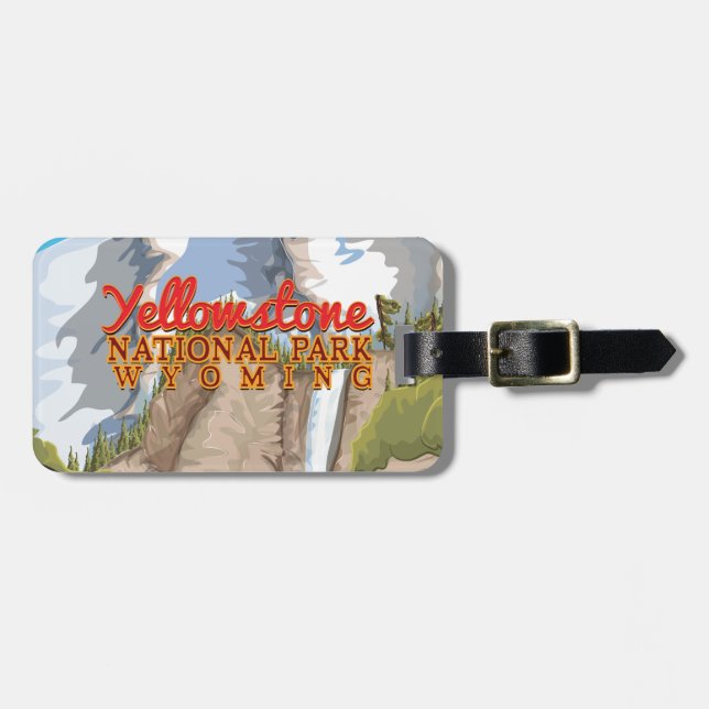 Yellowstone nationalpark Vintage affisch Bagagebricka (Horisontell Framsida)