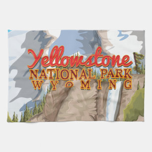 Yellowstone Nationalpark Vintage Affisch Kökshandduk