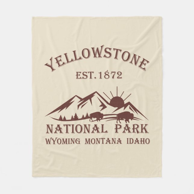 Yellowstone Nationalpark Vintage Fleecefilt (Framsidan)