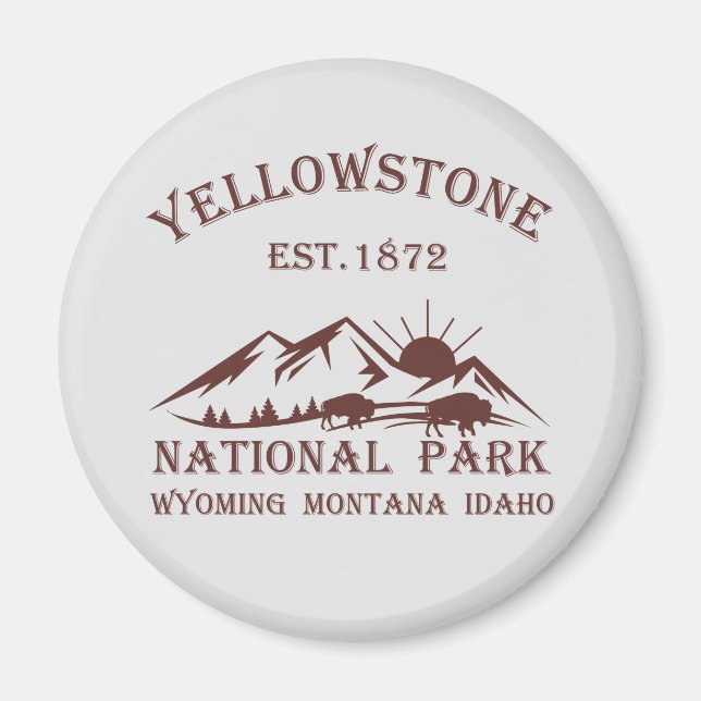 Yellowstone Nationalpark Vintage Magnet (Framsidan)