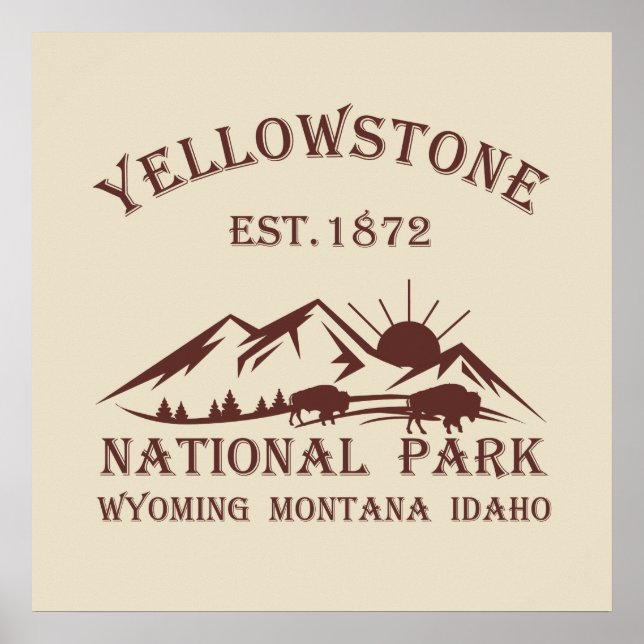 Yellowstone Nationalpark Vintage Poster (Framsidan)