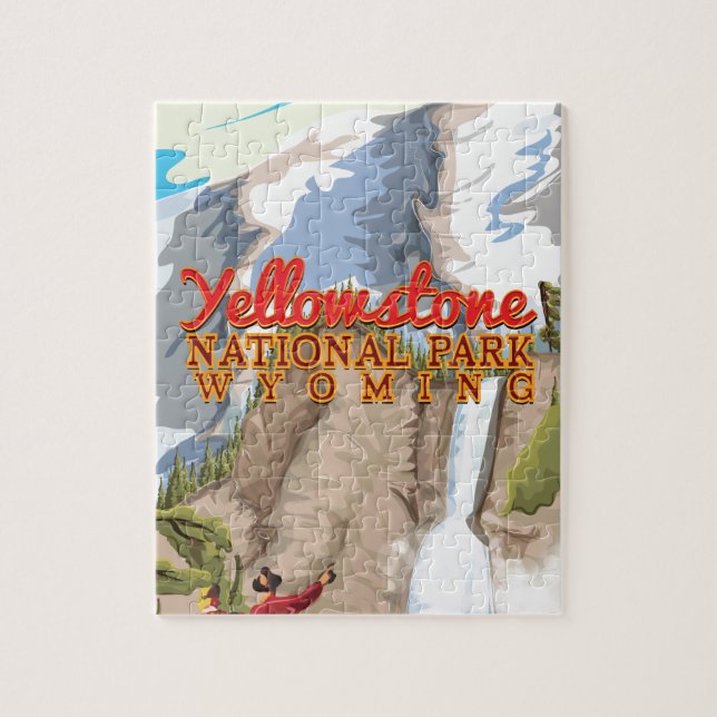 Yellowstone Nationalpark Vintageaffisch Pussel (Vertikal)