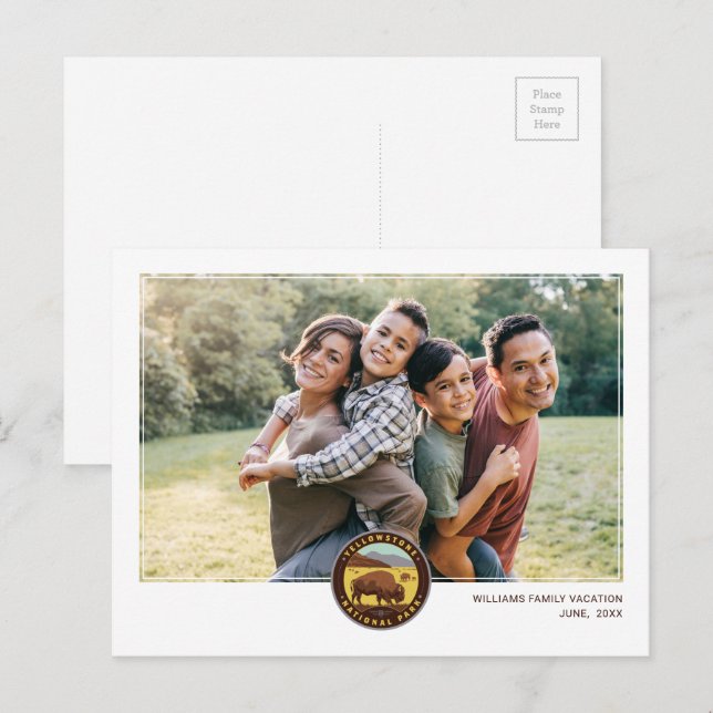 Yellowstone nationalpark vykort (Fram/baksida)