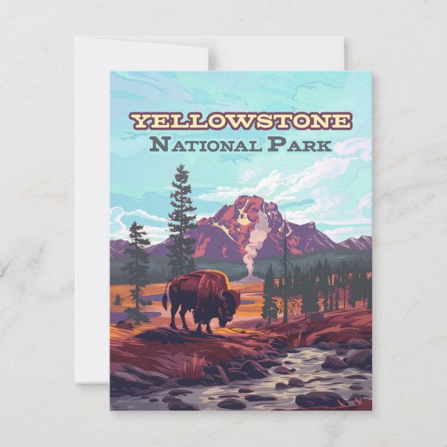Yellowstone nationalpark Wyoming Bison Card (Framsida)