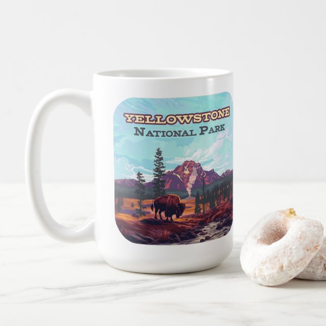 Yellowstone nationalpark Wyoming Bison Geyser Kaffemugg (Med munk)