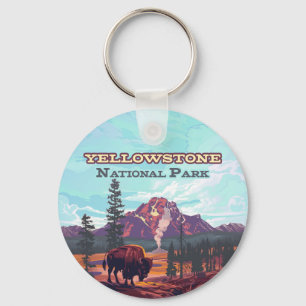 Yellowstone nationalpark Wyoming Bison Geyser Nyckelring