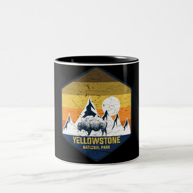 Yellowstone nationalpark Wyoming Camping och Två-Tonad Mugg (Center)