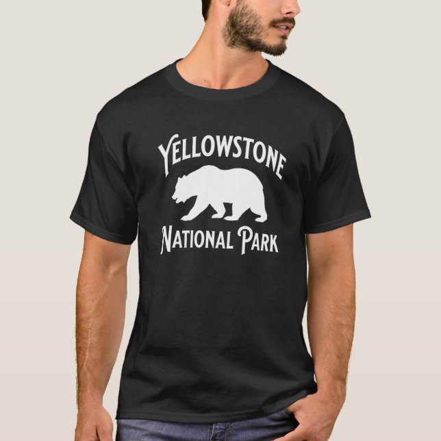 Yellowstone nationalpark Wyoming Hike Bear Outdoo T Shirt (Framsida)