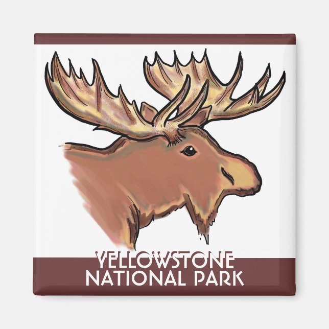 Yellowstone nationalpark Wyoming moose magnet (Framsidan)