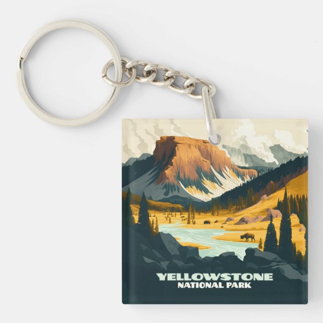 Yellowstone nationalpark Wyoming Mountains Retro (Framsidan)