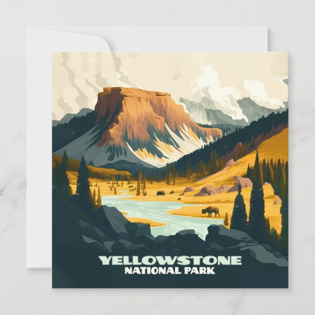 Yellowstone nationalpark Wyoming Mountains Retro (Framsida)