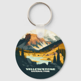 Yellowstone nationalpark Wyoming Mountains Retro Nyckelring