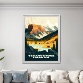Yellowstone nationalpark Wyoming Mountains Retro Poster