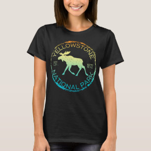 Yellowstone nationalpark Wyoming Retro Moose Hike T Shirt