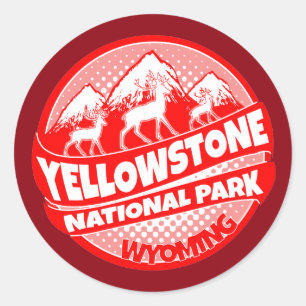 Yellowstone nationalpark Wyoming röd dekal Runt Klistermärke
