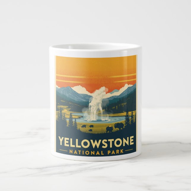 Yellowstone nationalparken Äventyr Design Jumbo Mugg (Framsidan)