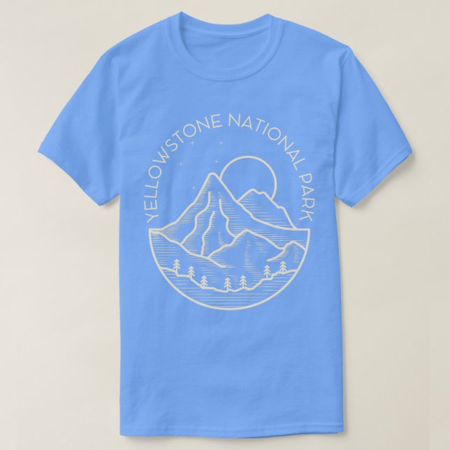 Yellowstone Nationalparken Lineart Mountains T Shirt (Design framsida)