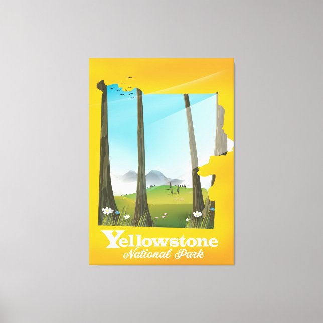 Yellowstone nationalparkssemester poster. canvastryck (Framsida)
