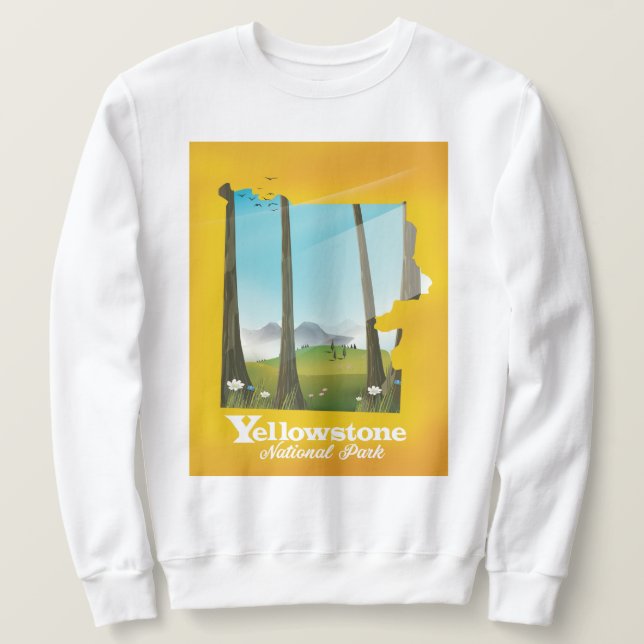 Yellowstone nationalparkssemester poster. lång ärmad tröja (Design framsida)