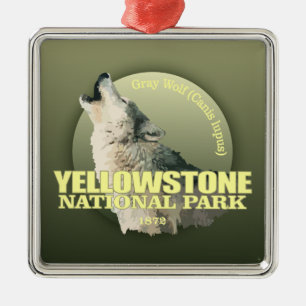 Yellowstone NP (grå varg) VIKT Julgransprydnad Metall