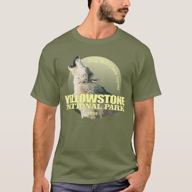 Yellowstone NP (Grått Varg) WT Tee Shirt (Framsida)