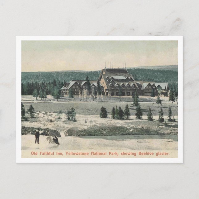 Yellowstone NP, Old Faithful Inn, Glacier 1905 Vykort (Framsida)