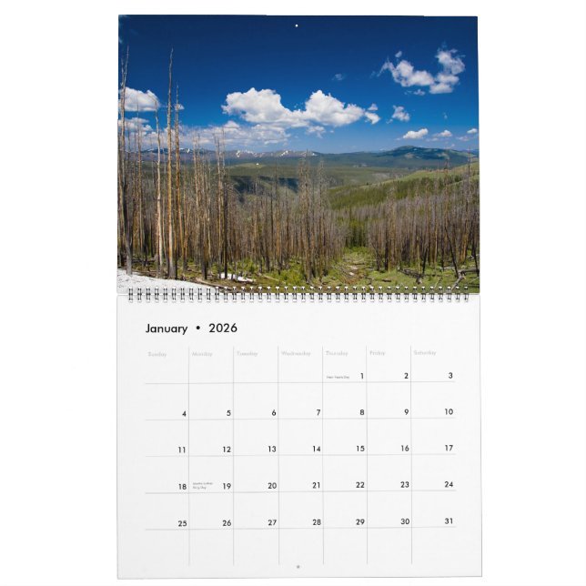 Yellowstone och tusen dollarTeton nationalpark Kalender (Jan 2026)