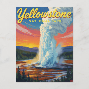 Yellowstone Old Faithful gejserkonst Vykort