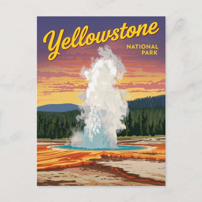 Yellowstone Old Faithful-gejsern Vykort (Framsida)