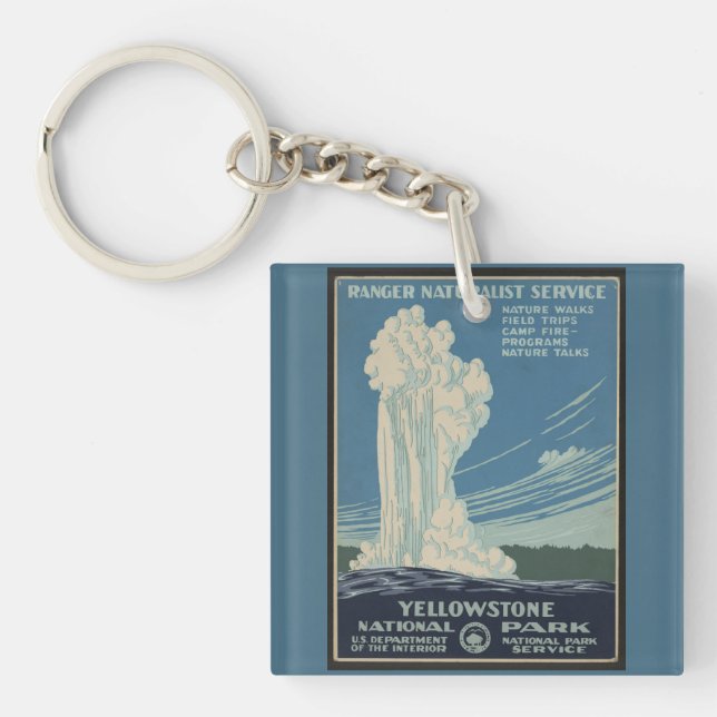 Yellowstone Old Faithful Park Vintage affisch (Framsidan)