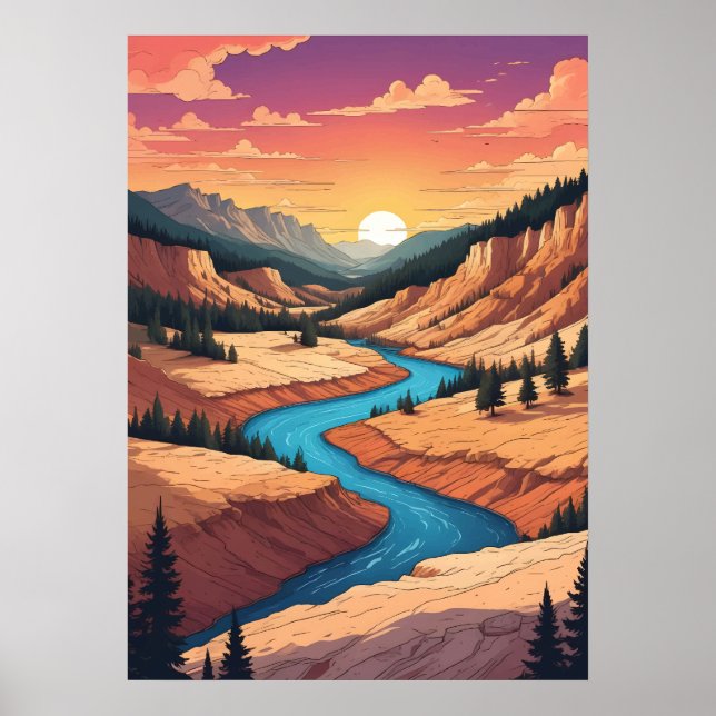 Yellowstone Park liggande Poster (Framsidan)