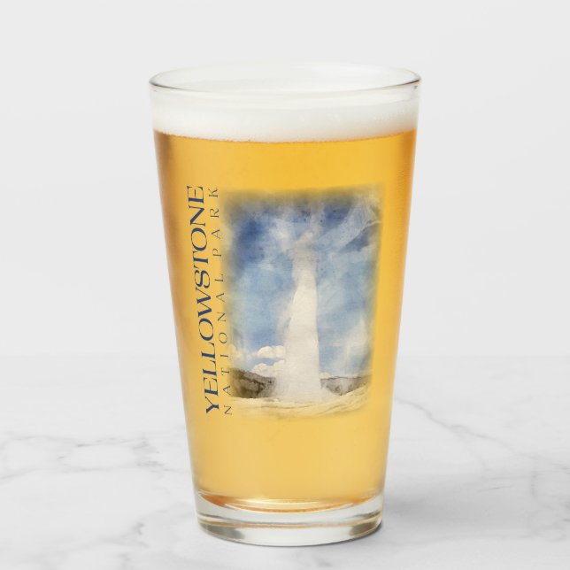 Yellowstone Pint Glass, gammaldags dunsare Glaskopp (Framsida fylld)