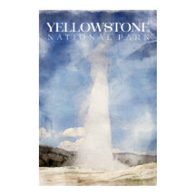 Yellowstone-Poster, gammalt Faithful Geyser-utskri