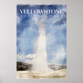 Yellowstone-Poster, gammalt Faithful Geyser-utskri Poster