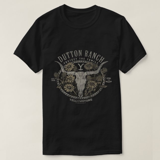 Yellowstone Protect The Family Floral Skull Logo  T Shirt (Design framsida)