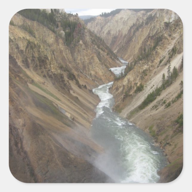Yellowstone River Fyrkantigt Klistermärke (Framsida)