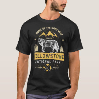 Yellowstone T shirt National Park Grått Varg - Vin