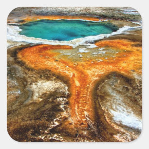 Yellowstone termisk bassäng fyrkantigt klistermärke