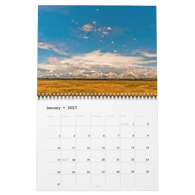 Yellowstone & tusen dollarTeton nationalparker Kalender (Jan 2027)