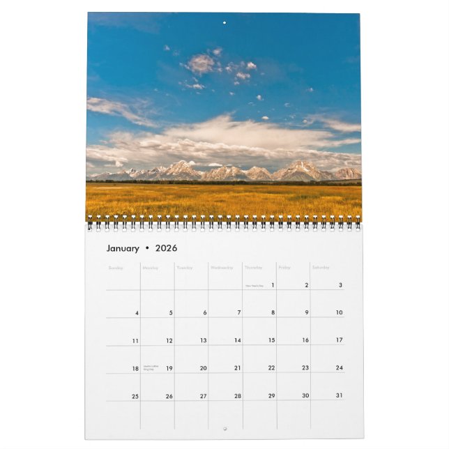 Yellowstone & tusen dollarTeton nationalparker Kalender (Jan 2026)