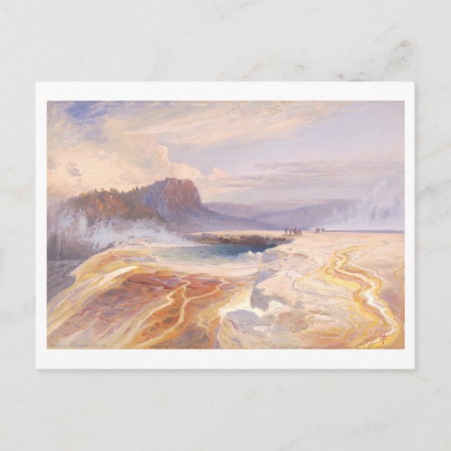 Yellowstone Underbar Blue Vår Vintage Lithograph Vykort (Framsida)