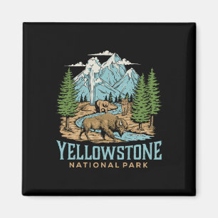 Yellowstone Us National Park Varg Bison Bear Vinta Magnet